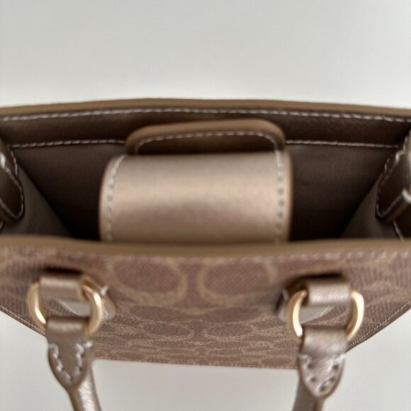 Mini Coach Brown Tote Bag with Gold Accents - Picture 6 of 15